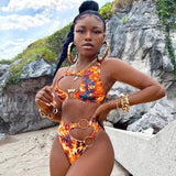 African Print 2pc High Cut Swimsuit