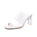 Square Toe Clear Sandal Heels