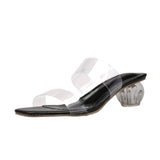 Square Toe Clear Sandal Heels