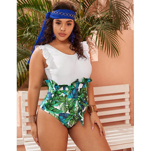 1pc Ruffle Sleeve Swimsuit