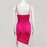 Satin Ruched Bodycon Mini Dress