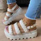 Flat Platform Soft Leather Buckle Casual Sandals