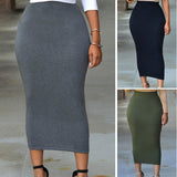 Long Solid Color Pencil Skirt