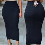 Long Solid Color Pencil Skirt