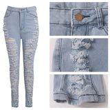 Ripped High Waisted Pencil Jeans with Holes