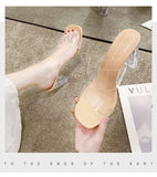 Square Toe Clear Sandal Heels