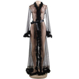 Long Sheer Fur Sleeve Robe