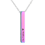 3d Bar Personalized Engraving Custom Necklace