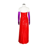 Jessica Rabbit Dress High Split Red Sequined Dresses with Purple Gloves Costume