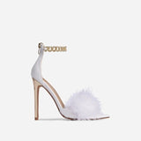 Pointed Toe Feather Heels w/Gold Ankle Chain