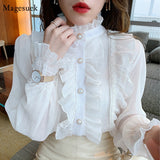 RUFFLE LACE CHIFFON ELEGANT TOP