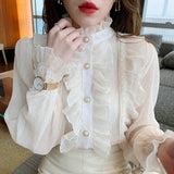 RUFFLE LACE CHIFFON ELEGANT TOP