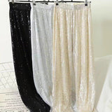 Full Sequined Wide Leg Elastic Waist Pants