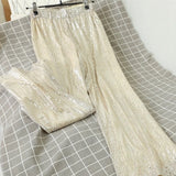 Full Sequined Wide Leg Elastic Waist Pants