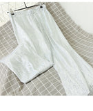 Full Sequined Wide Leg Elastic Waist Pants