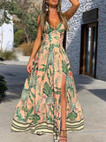 Tropical Print High Slit Maxi Dress