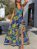 Tropical Print High Slit Maxi Dress