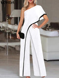 Wide Leg One Shoulder Jumpsuit-PS