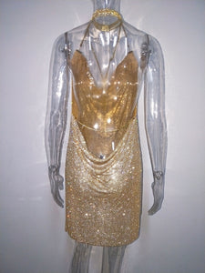 Bonnie Forest Sparkle Open Back Side Split Sequins Dress