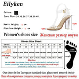 Eilyken PVC Jelly Transparent Crystal Leopard Open Toed High Heels