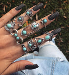 11 PCS/Set Vintage Mix Design Stone Knuckle Rings Set