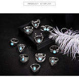 11 PCS/Set Vintage Mix Design Stone Knuckle Rings Set