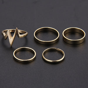 5Pcs Punk Rock Gold Stack Plain Band Midi Knuckle Rings Set