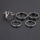 5Pcs Punk Rock Gold Stack Plain Band Midi Knuckle Rings Set