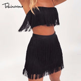 Tassel Off Shoulder Mini Fringe Dress