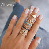 8 Pcs/ Set Bohemian Eye Love Heart Star Crystal Rings Set