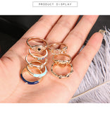 8 Pcs/ Set Bohemian Eye Love Heart Star Crystal Rings Set