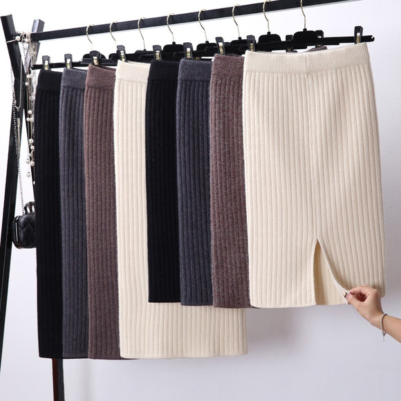 Short High Waist Slim Knitted Bodycon Skirt