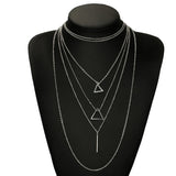 Bohemian Triangle Bar Stick Pendant Multi Layer Necklace