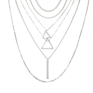 Bohemian Triangle Bar Stick Pendant Multi Layer Necklace