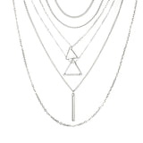 Bohemian Triangle Bar Stick Pendant Multi Layer Necklace