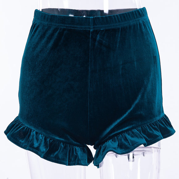 Sexy Lace Up Velvet Shorts Ruffles