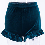 Sexy Lace Up Velvet Shorts Ruffles