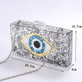 Sequins Acrylic Clutch Bag Cute Eye Patterns