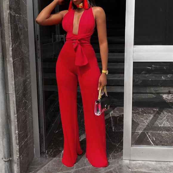 Multi-way Deep V Neck Jumpsuits Sleeveless OMSJ-W