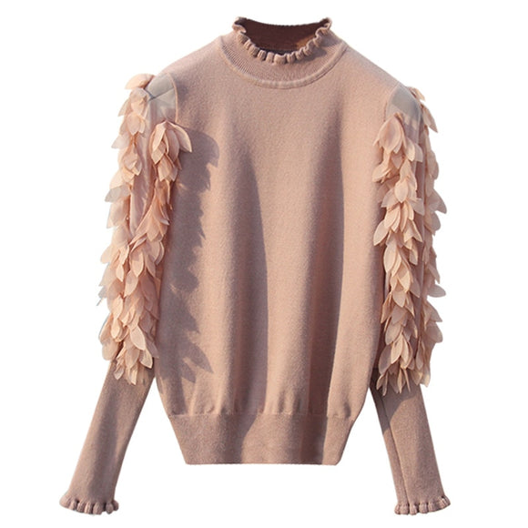 Ruffled Collar Knitted Sweater