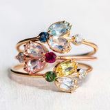 9 PCS/Set Green Blue Color Stone Rings Set