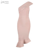 One Shoulder Sleeveless Ruffles Bandage Dress