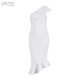 One Shoulder Sleeveless Ruffles Bandage Dress