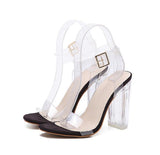 Eilyken PVC Jelly Transparent Crystal Leopard Open Toed High Heels