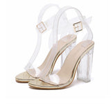 Eilyken PVC Jelly Transparent Crystal Leopard Open Toed High Heels