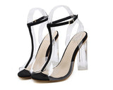 Eilyken PVC Jelly Transparent Crystal Leopard Open Toed High Heels