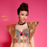 Sparkling Silver Gold Sequined Armor Novelty Short Vest