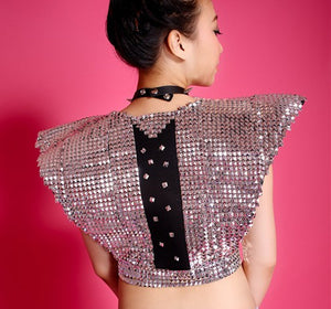 Sparkling Silver Gold Sequined Armor Novelty Short Vest