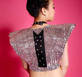 Sparkling Silver Gold Sequined Armor Novelty Short Vest