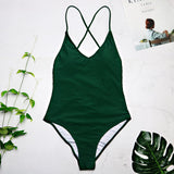 High Cut  Backless Thong 1pc Swimsuit